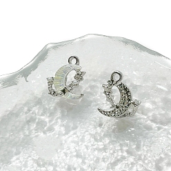 Желтая Старая Ткань  Подвески из платинового сплава и смолы, луна, старое кружево, 15x13 мм