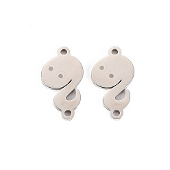 Stainless Steel Color Non-Tarnish 304 Stainless Steel Links Connectors, Laser Cut, Snake, Stainless Steel Color, 15.5x8.5x1mm, Hole: 1mm