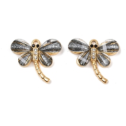 Черный 304 подвески из нержавеющей стали, стрекоза, cmолой, вакуумное покрытие pvd, реальный 18 k позолоченный, чёрные, 16x18x3.5 мм, отверстие : 1.2 мм
