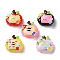 (52) Непрозрачная лаванда Непрозрачные кабошоны из смолы, яблоко с цветком и запиской о удаче, разноцветные, 23x23.5x10 мм