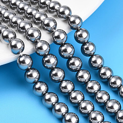 Темно-Серый Выпечка из окрашенного перламутрового стекла жемчужные бусинки, круглые, темно-серый, 8 мм, отверстие : 0.8 мм, около 51~52 шт / нитка, 15.75~15.94 дюйм (40~40.5 см)