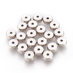 Platine Ccb perles en plastique, plat rond, facette, platine, 7.5x3.5mm, Trou: 1.5mm