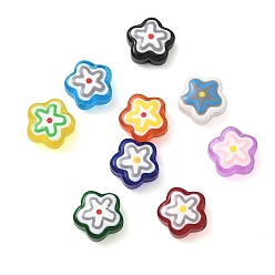 (52) Непрозрачная лаванда Бусины лэмпворк , цветок, разноцветные, 12x12x6 мм, отверстие : 1.2 мм