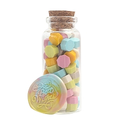 Gold Sealing Wax Particles, for Retro Seal Stamp, Octagon, Gold, Bottle: 30x77mm, 60pcs/bottle