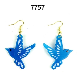 Темно-Голубой Силиконовые формы для подвесок в виде птиц своими руками, формы для литья смолы, для изготовления изделий из уф-смолы и эпоксидной смолы, глубокое синее небо, 50x80x4 мм, отверстие : 2.5 мм, внутренний диаметр: 45x37 мм