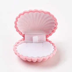 Pink Velvet Necklace Boxes, Shell Shape, Jewelry Box for Girls, Gift Box, Pink, 5.3x5.85x2.9cm
