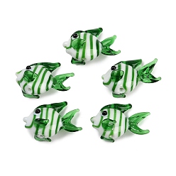 Зеленый Бусины лэмпворк , рыба, зелёные, 17~18x24~26x15~16 мм, отверстие : 1.1 мм