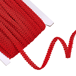 Red 2Bags Polyester Lace Trim, Wavy Trimming for Home Textile Decoration, Red, 1/4 inch(8mm)