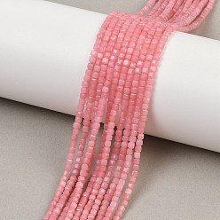 Розовый Опал Натуральный розовый опал бусы пряди, граненые настольные бусины в форме куба, 2x2x2 мм, отверстие : 0.6 мм, около 177 шт / нитка, 15.08'' (38.3 см)