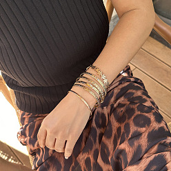 Золотой 6шт. 6 стили браслетов-манжет из железа для женщин, звезда и сердце и цветок и квадрат и изогнутая полоса и прямоугольник, золотые, внутренний диаметр: 2.56 дюйм (6.5 см)