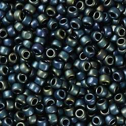 (84F) Frost Metallic Iris Green/Brown Круглые бусины toho, японский бисер, (84 f) морозный металлический ирис, зеленый / коричневый, 8/0, 3 мм, отверстие : 1 мм, Около 10000 шт / фунт