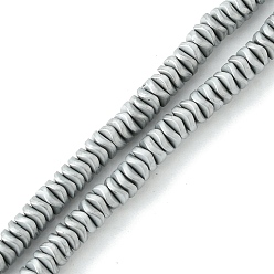 с Платиновым Покрытием Гальванические нити из синтетических немагнитных гематитовых бусин, волнистый диск, с покрытием платиным, 4x1 мм, отверстие : 1 мм, около 335 шт / нитка, 16.14'' (41 см)