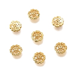 Настоящее золото 24K Шапочки и конусы для бусин, латунные, цветок, без кадмия и без свинца, стойки покрытие, долговечный, реальный 24 k позолоченный, 6x2 мм, отверстие : 0.5 мм