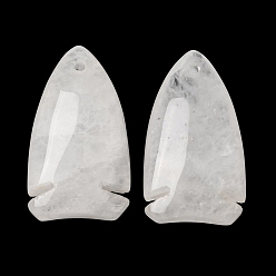 Quartz Crystal Natural Quartz Crystal Pendants, Rock Crystal Fish Charms, 39~40x22x12mm, Hole: 2mm