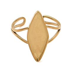 Real 18K Gold Plated Horse Eye 304 Stainless Steel Open Cuff Bangle Makings with Bezel Tray, Ion Plating(IP), Long-Lasting Plated, Real 18K Gold Plated, Inner Diameter: 0.79 inch(2cm), Tray: 22x8mm