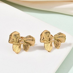 Золотой День святого Валентина 304 Серьги-гвоздики из нержавеющей стали для женщин, цветок, золотые, 19x22.5 мм