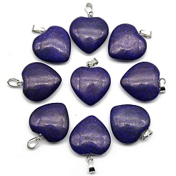 Ляпис-Лазурь Синтетический кулон, окрашенный лазуритом, сердцевидная, 20 мм