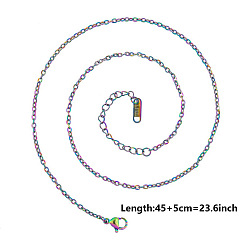 Rainbow Color 304 ожерелья из цепочек из нержавеющей стали для самостоятельного изготовления украшений, Радуга цветов, 17.72x0.06 дюйм (45x0.16 см)
