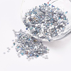Silver Ornament Accessories Plastic Paillette/Sequins Beads, Star, Silver, 2.5x2.5x0.1mm, about 450000pcs/pound