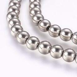 с Платиновым Покрытием Гальванизировать немагнитных синтетический гематит нитей бисера, круглые, с покрытием платиным, 6 мм, отверстие : 1 мм, около 72 шт / нитка, 15.9 дюйм