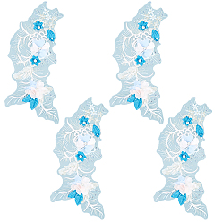 Разноцветный Полиэстеровая вышивка кружево швейные украшения, железо на заплатах, с горным хрусталем и абс пластмассовыми шариками, аксессуары для одежды diy, цветок, красочный, 130x300 мм