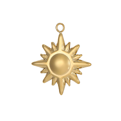 Настоящее золото 18K 304 подвески из нержавеющей стали, солнце, ионное покрытие (ip), реальный 18 k позолоченный, 22x19 мм