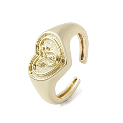 Taurus Brass Adjustable Open Rings, Cadmium Free & Nickel Free & Lead Free, Heart, Taurus, US Size 7 3/4(17.9mm)