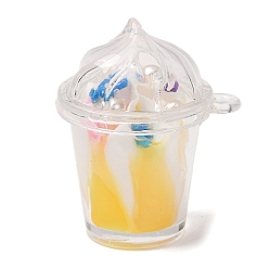 Yellow Acrylic Pendants, Ice Cream Charms, with Resin and Plastic Pearl, Yellow, 28x23x32.5mm, Hole: 1.8mm