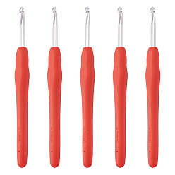 Mixed Color TPR Handle Aluminum Crochet Hook Needles, Mixed Color, 140x13.5mm, Pin: 4.5mm, 5pcs/set