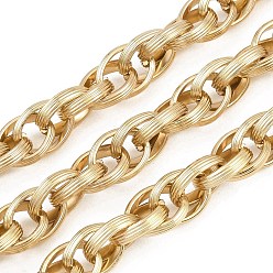 Настоящее золото 18K 304 сетчатые веревочные цепи из нержавеющей стали, несварные, с катушкой, ионное покрытие (ip), реальный 18 k позолоченный, 11.5x9x2.5 мм