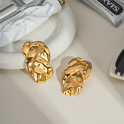 Настоящее золото 18K Европейские серьги-гвоздики из нержавеющей стали, самородки, реальный 18 k позолоченный, 55.1x30.8 мм