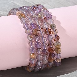 Лодолит Кварц Браслеты из натуральных круглых бусин из кварца лодолита для женщин, бусины : 5.8~6.8 мм, внутренний диаметр: 2.05~2.13 дюйм (5.2~5.4 см)