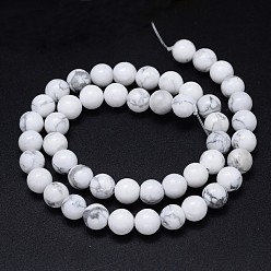 Howlite Round Natural Howlite Bead Strands, 12mm, Hole: 1mm, about 33pcs/strand, 15.3 inch