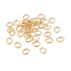 Echt 14 k vergoldet Messing Ringe springen, offene Ringe springen, cadmiumfrei und bleifrei, ellipsenförmige, echt 14 k vergoldet, 3.8x3x0.5 mm, 24 Messgerät, Bohrung: 1.7x2.5 mm, ca. 2000~2300 Stk. / 50 g