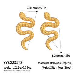Real 18K Gold Plated Vintage Snake Design 18K Gold Plated Stainless Steel Ear Studs for Women