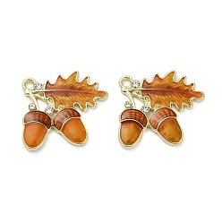 Другие Подвески из эмали и сплава, со стразами, золотые, шишка, 28x30.5x2.5 мм, отверстие : 2.5 мм