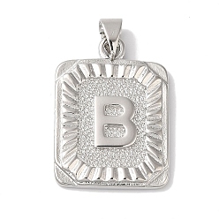 Letter B Стойки обшивки латунные подвески, долговечный, без свинца и без кадмия, квадрат с подвесками в виде букв, В письме, 24x17x2.5 мм, отверстие : 4x3.5 мм