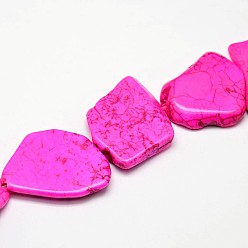 Фуксиновый Крашеные бусины из натурального магнезита, самородки, красно-фиолетовые, 18~24x28~36x5~6 мм, отверстие : 0.8 мм