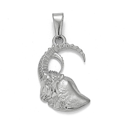 Козерог Не тускнеющие 304 подвески из нержавеющей стали, , 12 созвездия/знаки зодиака, Козерог, 34x20.5x4.6 мм, отверстие : 10x4.5 мм