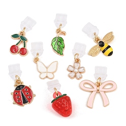 (52) Непрозрачная лаванда 8шт пластиковые мобильные пылезащитные заглушки, со сплавом эмали и акриловыми подвесками, разнообразные, разноцветные, 26~29 мм