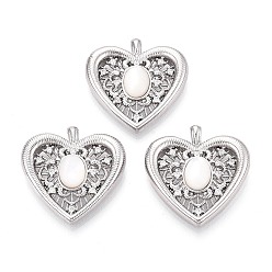 Платина Натуральный белый оболочки подвески, подвески в форме сердца с латунными микропаве из прозрачных кубических цирконий, платина, 25.5x25x6.5~7 мм, отверстие : 2.5x1.8 мм