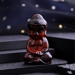 Красный Обсидиан Резная статуя Будды из натурального красного дерева и обсидиана, Камень Рейки для домашнего офиса, рабочего стола, украшение по фэн-шуй, 35 мм