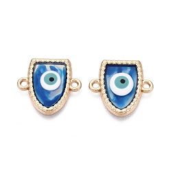 Arch Соединительные подвески из сплава с эмалью синего цвета в виде «злого глаза» с полимерной смолой., стойки покрытие, без кадмия и без свинца и без никеля, золотые, арка, 18x19x2~2.5 мм, отверстие : 1.6 мм