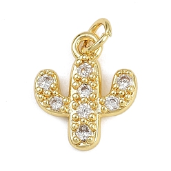 Настоящее золото 18K Латунные микро проложить кубического циркония подвески, кактус прелести, долговечный, стойки покрытие, без свинца и без кадмия, с целью перехода в кольце, реальный 18 k позолоченный, 15x12.5x2.5 мм, отверстие : 3 мм