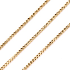 Золотой 316l хирургические цепи из нержавеющей стали, несварные, ионное покрытие (ip), с катушкой, золотые, 3x2x0.6 мм