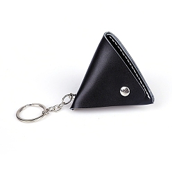 Black Imitation Leather Mini Triangle Women's Wallet Keychian, with Metal Key Ring, Black, 23.5x7.7cm