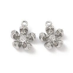 Платина Латунные микро проложить кубического циркония подвески, , платина, 13x10.5x5.5 мм, отверстие : 1.2 мм