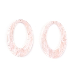 Античный Белый Акриловые подвески, для аксессуаров для серег своими руками, с блеском порошок, овальные, старинный белый, 45x31x3 мм, отверстие : 1.5 мм