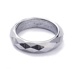 Terahertz-Stein Fingerringe aus synthetischem Terahertz-Stein, facettiert rund flach, us Größe 10 (19.8 mm), 6 mm