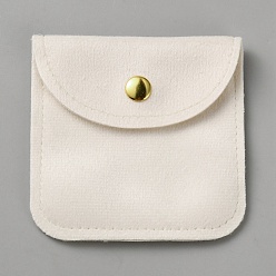 Бежевый Бархатные мешочки для упаковки ювелирных изделий с застежками-кнопками, квадратный, бежевые, 8x8x0.7 см